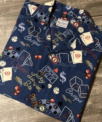 David Carey Originals Men s Graphic Casino Button Down SS Camp Shirt Size 2XL