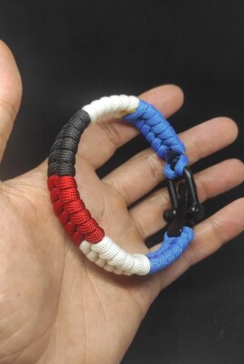 Bracciale Paracord Cobra Blu Mix Con Moneta 10 Lire Spiga - fatto a mano