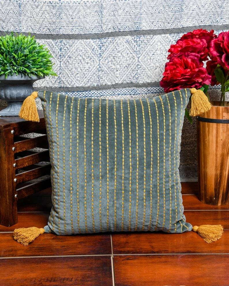 Boho Tassels Throw Cushion Cover: Tufted Pillow Cover, Square or