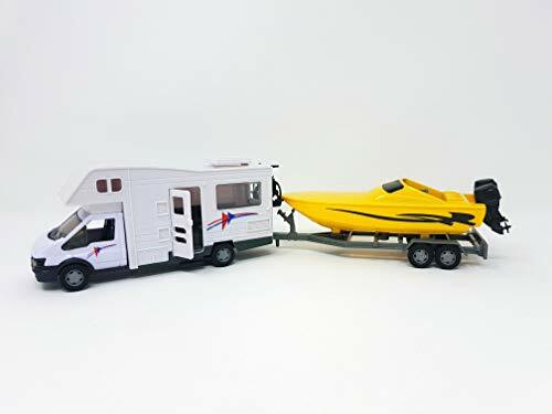 PLAYJOCS GT-6250 Camper Motorhome con Rimorchio con la Barca, ca. 35cm - (k7h)