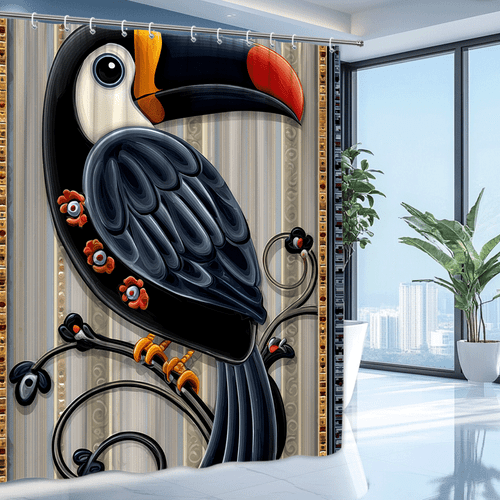 Tukan Duschvorhang Tropischer Vogel Grafikdruck - Bild 5 von 6