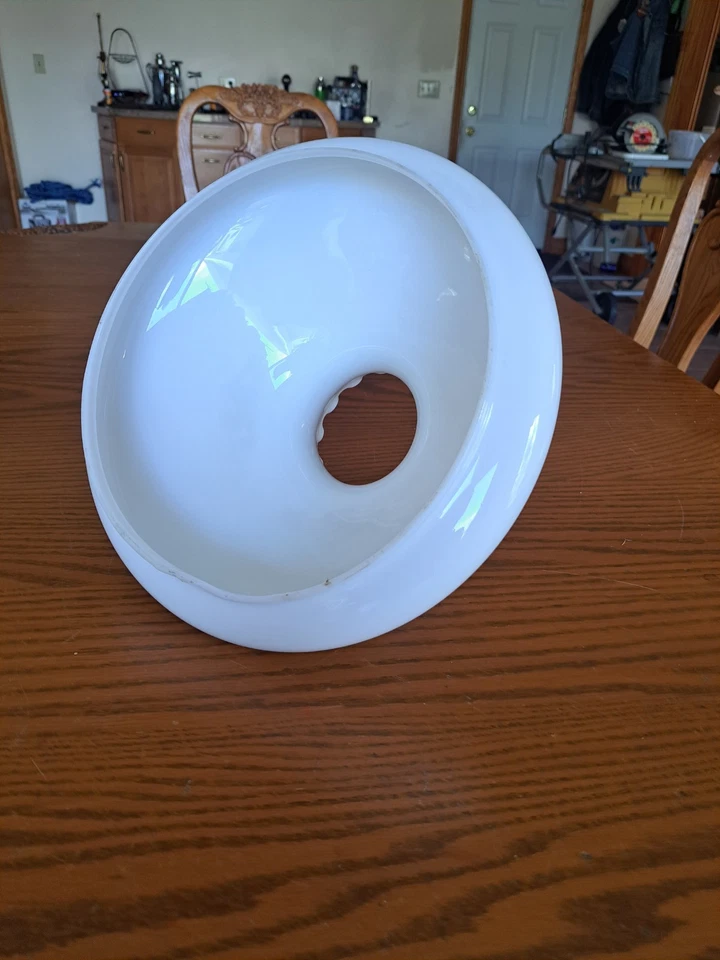 Hurricane Gold with Wind White Milk Glass Ruffed Edge Lamp Light Fixture Globe - Image 3 of 4