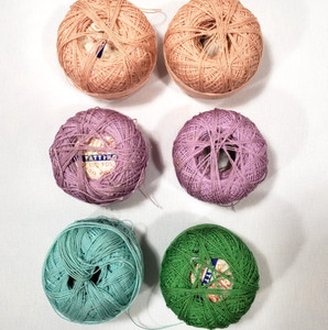 Lily Tatting Cotton Lot Of 6 Vintage Rolls Balls Thread Boil Proof Pink Purple
