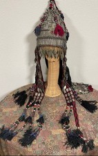 Vtg Tribal Turkmenistan Turkish Women's Wedding Head Dress Hand Made Beaded 