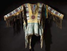 Men Native American Western Style Warrior Suede Beaded :Men's Leather Shirt