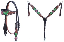 Horse Horse Western Tack Floral Headstall Bridle Breast Collar Tack Set