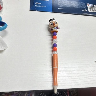 Disney Donald Duck Beaded Pen and Collectible Orange Pencil with Character Beads