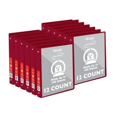 BAZIC 3 Ring Binder 1/2" Economy View - Burgundy (Holds 100 Sheets) 12-Pack