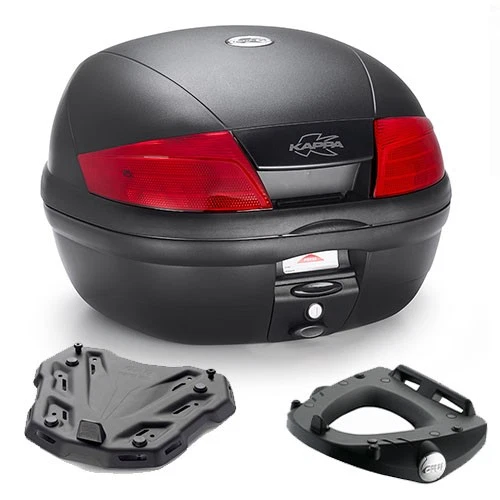Kappa K35 35L MONOLOCK Top Case Noir Gaufré avec Catadioptres Rouges