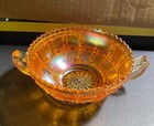 Vintage Marigold Carnival Glass Beaded Block Bowl — photo 3