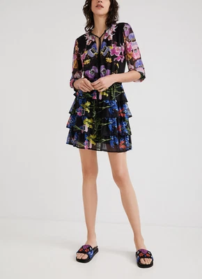Desigual Damen Kleid Fit & Flare Floral Volants Gr.M 22SWVK46 - Bild 1 von 4