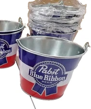 New Pabst Blue ribbon PBR beer metal tin buckets, ice bucket, coolers