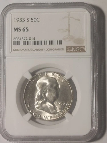 1953 S Franklin Half Dollar NGC Graded MS65