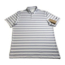 Nike Golf Polo Shirt Mens Large Gray White Striped Short Sleeve Dri Fit New, NWT