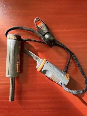 Gerber Bear Grylls Fire Starter Tool With Lanyard  Printed Rescue Signals Case
