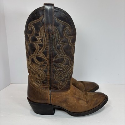 Laredo Maddie Western Boot Distressed Tan Womens Size 6M Cowgirl Embroidered