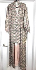 Vintage Japanese Silk Blend Kimono Robe Floral Print Long Kimono Jacket L-XL