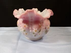 Fenton Hand Painted Blue Burmese Glass Beaded Melon Large Rose Bowl Vase