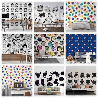 3D Head Cat Monster Self-adhesive Wallpaper Removable Wallpaper Wall Mural