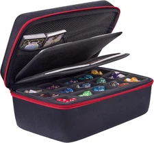 Dice Storage Case Big Capacity Dice Box with Double Removable Slotted Tray and H