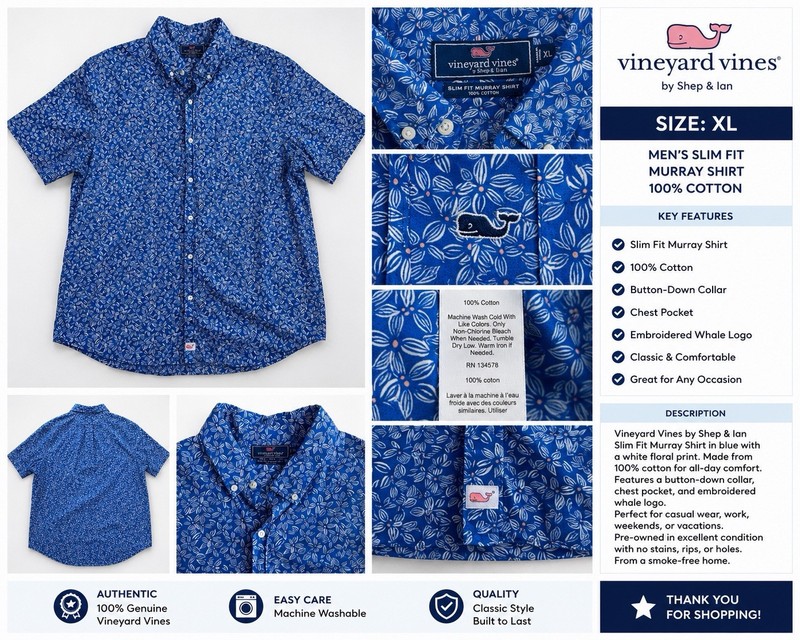 Vineyard Vines Slim Fit Murray Shirt – Blue Floral (Men’s XL)