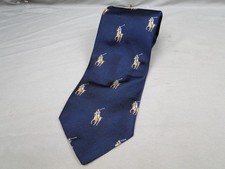 Polo Ralph Lauren Silk Tie Navy Embroidered Polo Player Horsemen Equestrian