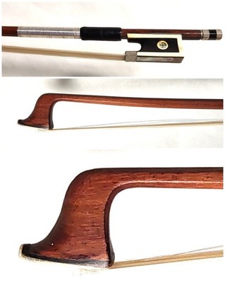 Tourte VTG Violin Bow 4/4, Ox Horn & Ebony Frog, Pernambuco, Mid 1900s, 55g