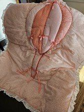 Pink Peach Balloon Cotton Crib Bedding Set for Girls with Ruffle Trim