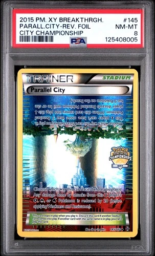 Parallel City Reverse Holo 145/162 PSA 8 Championship Breakthrough Pokemon Card