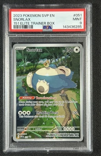 SNORLAX PSA 9 2023 POKEMON SV BLACK STAR PROMOS BSP - SVP EN #051 151 ETB 285