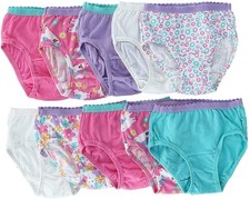Fruit of the Loom Toddler Girls 10 Pack Assorted Cotton Brief Underwear, 2T/3T,