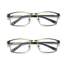 2 PK Mens Spring Hinge Metal Frame Blue Light Blocking Reading Glasses Readers