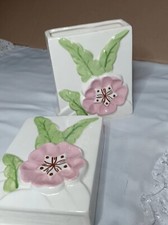 Set Of 2 1940's Block Pottery Wall Pocket Vases