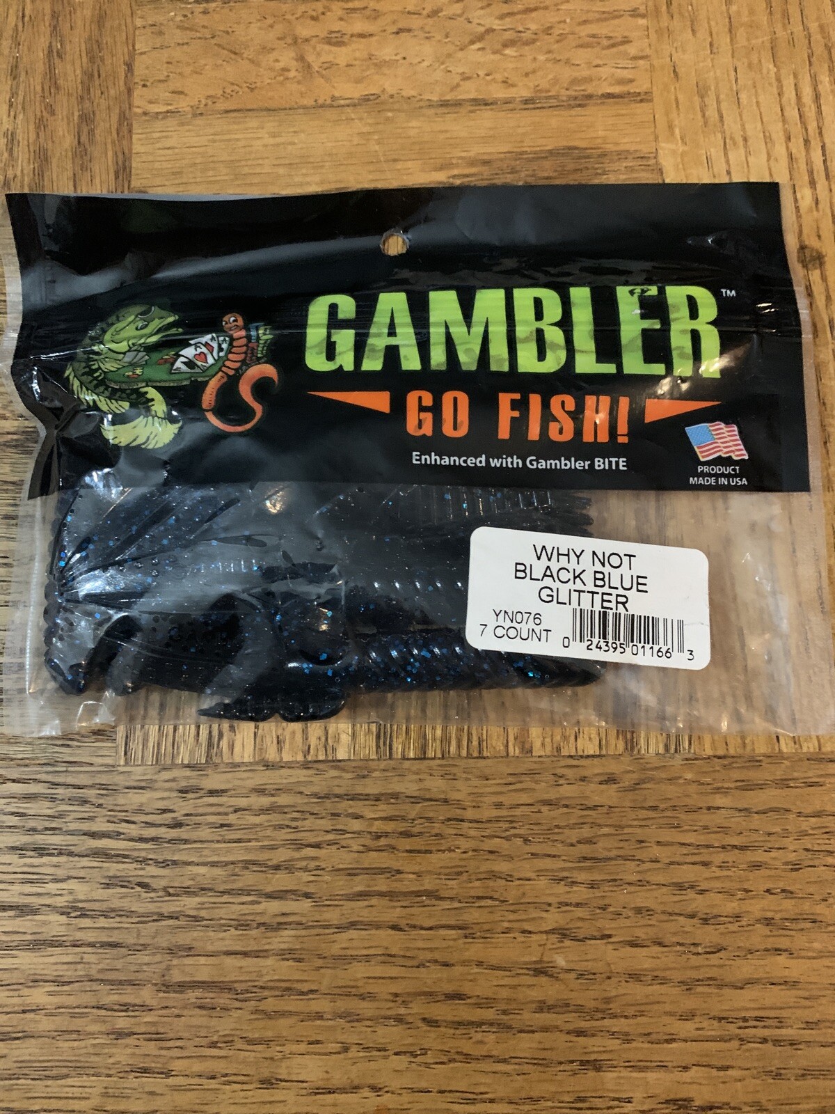 Gambler Go Fish Bait Why Not Black Blue Glitter