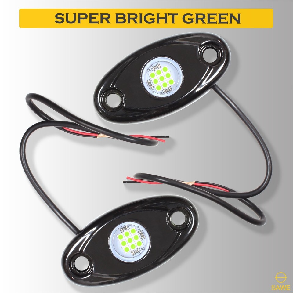 4 x Green LED Rock Pods Lights For JEEP Off Road Truck ATV Underglow ...