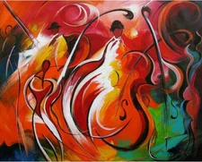 Modern Hand Painted Abstract Music Figures Oil Painting Repro Wall Art Home Deco
