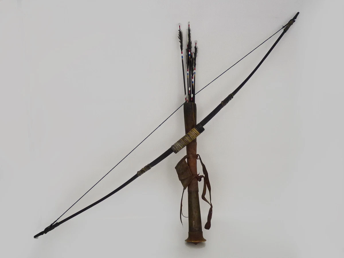 Lot 5 Flèches Anciennes Bois + étui Carquois Fait Main - Années 1950 - Vintage