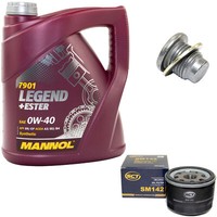 MotoröL ÖLfilter SM142 0W40 4Liter + ÖLablassschraube FüR Dacia Renault Megane