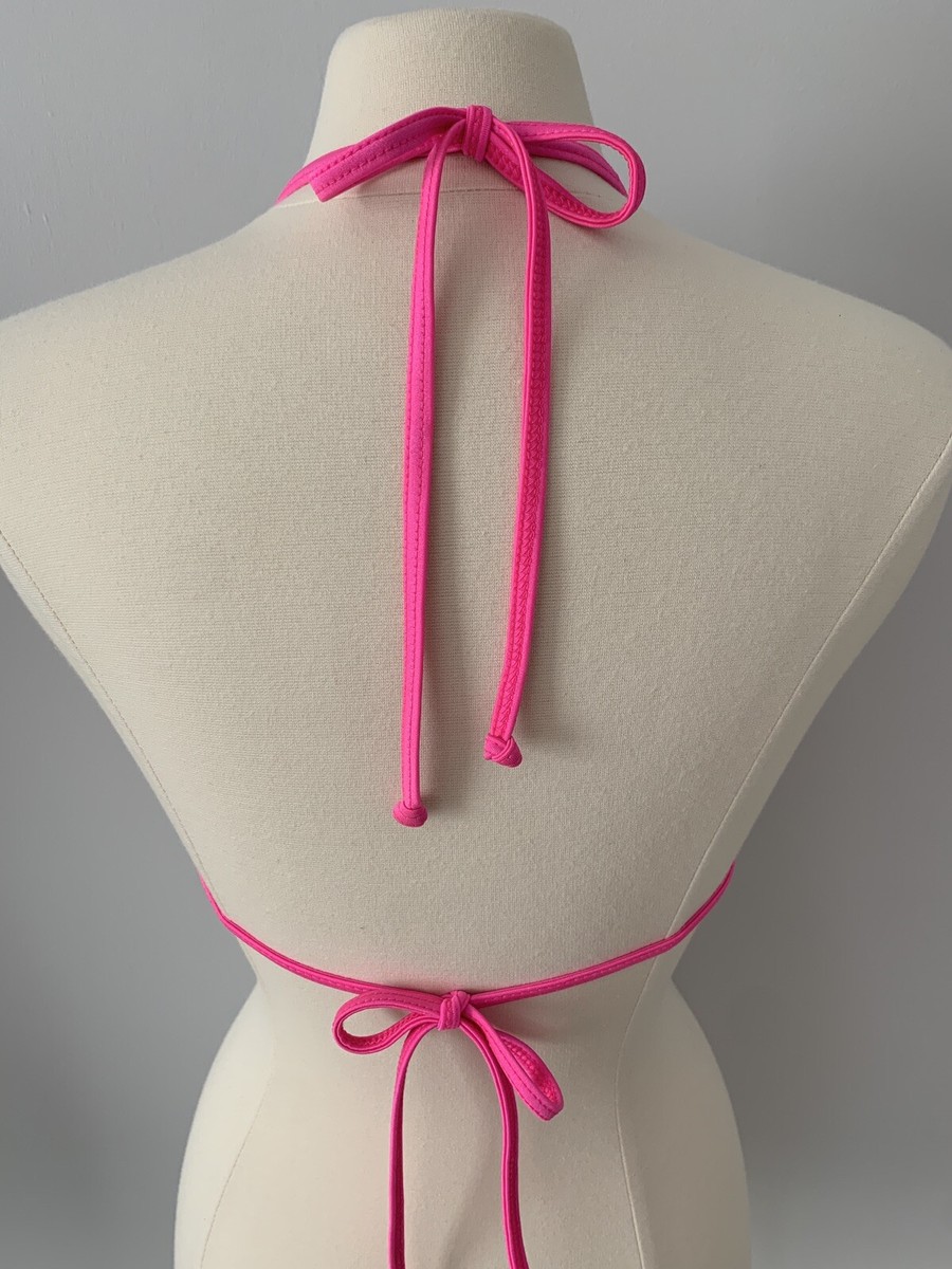 Doll & Co. Malibu Sequin Large Neon Pink Triangle Swim Top