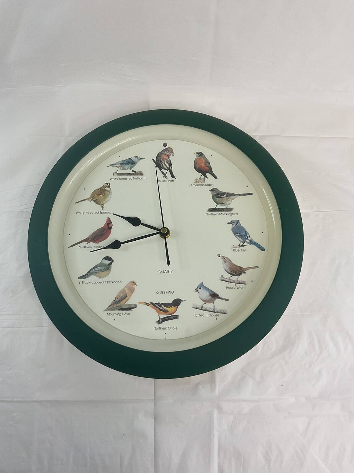 Mark Feldstein & Associates Audubon Singing Bird Clock 1997 MFA quartz