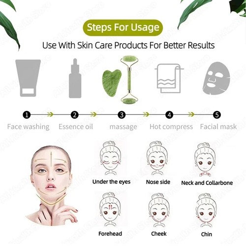 Rodillo masajeador facial Gua Sha tienda de jade rodillo raspador masaje para gou facial... - Imagen 6 de 9