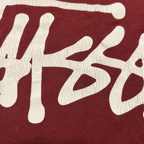 Men’s Stussy Spellout Logo Graphic Tee Short Sleeve T-Shirt Burgundy Red L Large - Bild 7 von 9