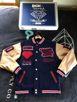 DIAMOND SUPPLY CO X DGK LETTERMAN JACKET (LARGE) (BLUE) VINTAGE