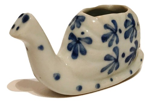 Handgefertigte blau & weiß Porzellan Blumen Schnecke kleiner Zahnstocher Halter 2" - Bild 2 von 4