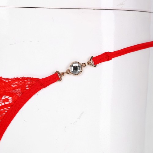 #Red Men Rhinestone Pendant Lace G-string Low Rise Thongs T-back Sissy Underwear - Picture 7 of 7