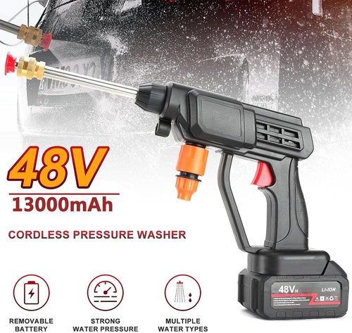 Pistola pulverizadora de agua eléctrica de alta presión manguera limpiadora portátil inalámbrica para automóvil - Imagen 6 de 13