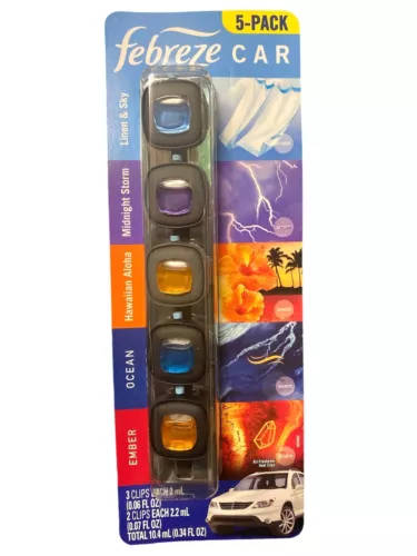 Febreze Car Vent Clips, 5-Pack Variety Scents, Long-Lasting Freshness