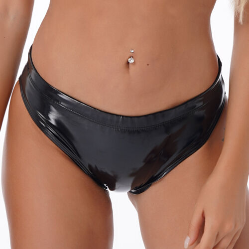Perizoma lingerie donna pelle PU lucido metallizzato sexy slip danza night club - Foto 2 di 59