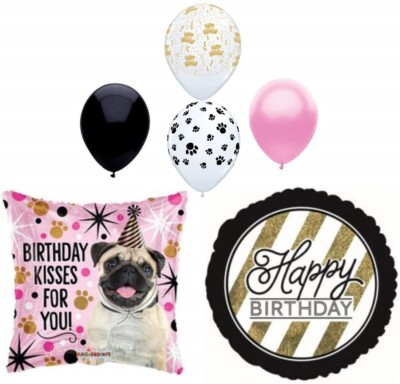6 BALLOONS new PUPPY KISSES dog PUG birthday PARTY gift DECORATION favor POOCH 