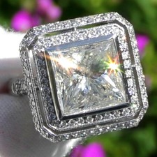 HUGE 9.36ct Natural Diamond Solitaire ESTATE Engagement 18K WHITE GOLD RING!